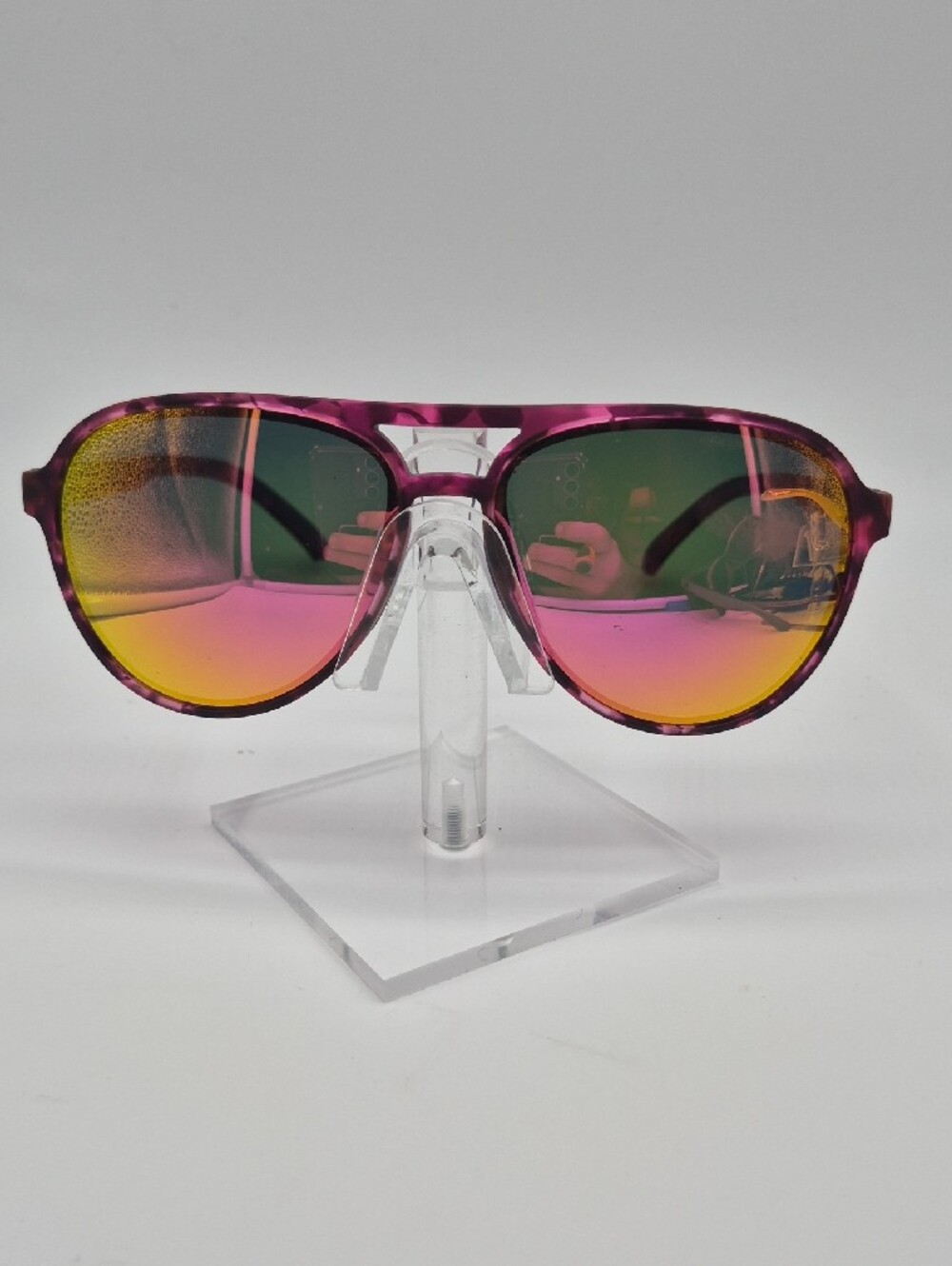 Women's Pink Leopard Print Aviator Sunglasses - Picture 2 of 5